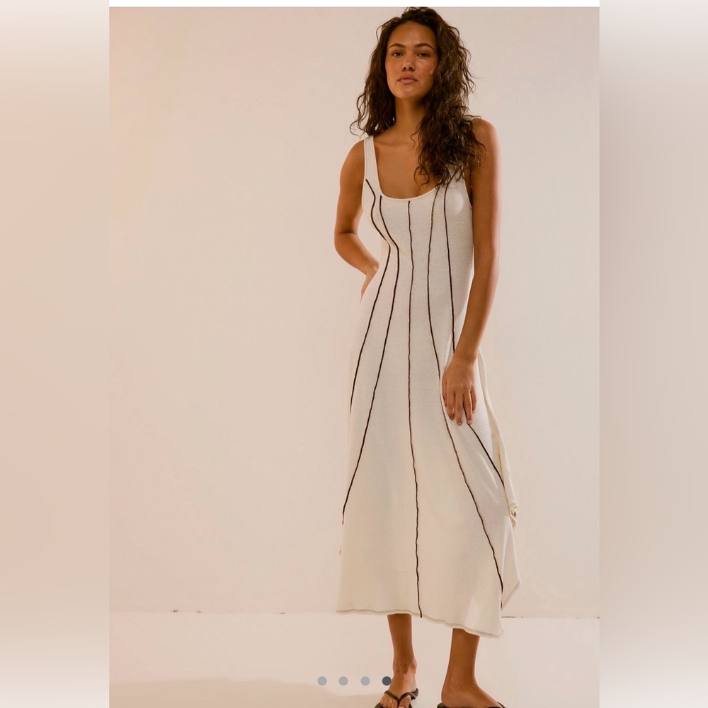 Free People Cream and Black Maxi Dress